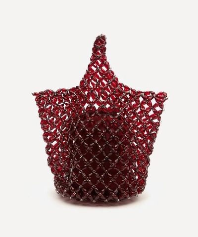 Shop Simone Rocha Beaded Handbag In Blood Red