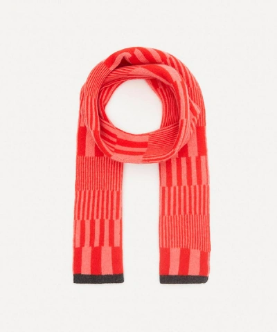 Shop Quinton Chadwick Riley Stripe Wool Scarf In Red, Petal