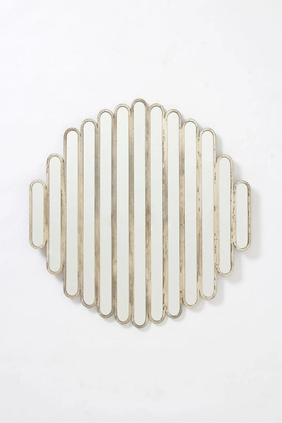 Shop Anthropologie Abate Slatted Mirror In Silver