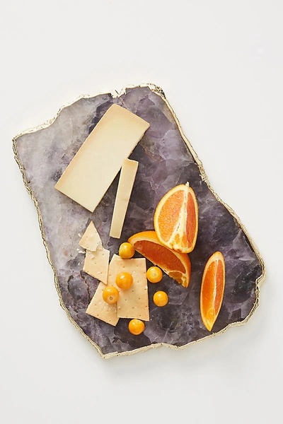 Shop Anthropologie Gilded Agate Cheese Board By  In Purple Size Cttngboard