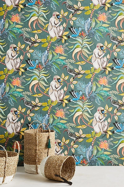 Shop Anthropologie Cole & Son Canopy Creature Wallpaper In Blue