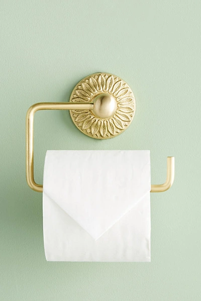Shop Anthropologie Floral Imprint Toilet Paper Holder By  In Yellow Size S