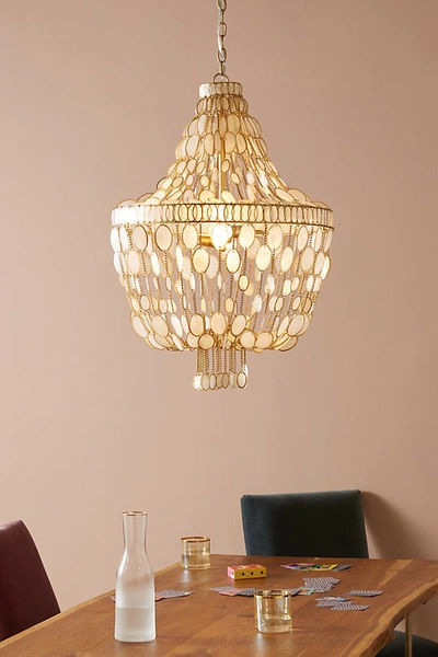 Shop Anthropologie Oval Capiz Chandelier In Gold