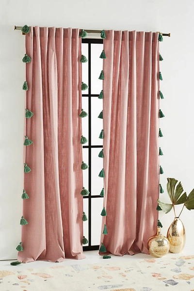 Shop Anthropologie Mindra Curtain By  In Pink Size 50" X 96"