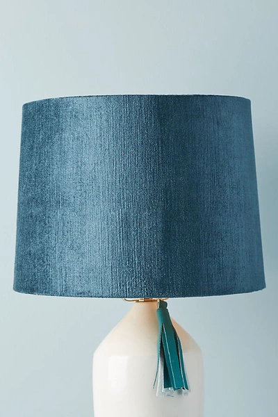 Shop Anthropologie Solid Velvet Lamp Shade By  In Blue Size L
