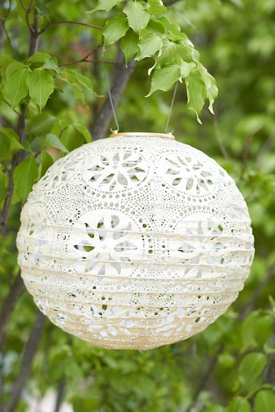 Shop Anthropologie Floral Lace Solar Lantern In White