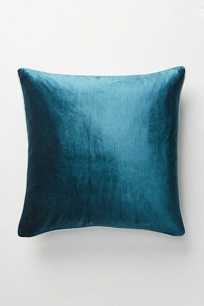 Shop Anthropologie Adelina Slub Velvet Pillow By  In Blue Size 18" Sq