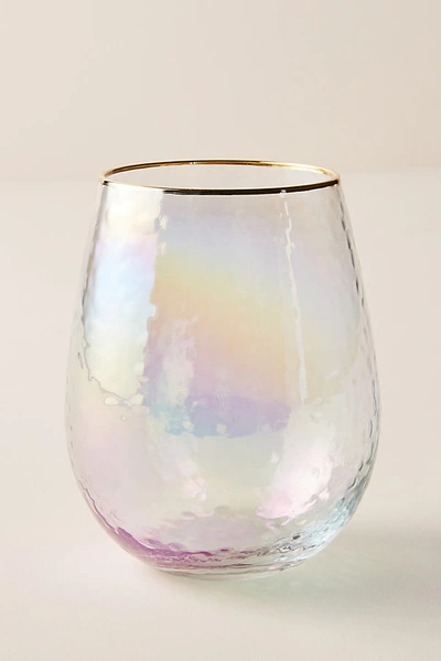 Shop Anthropologie Zaza Lustered Stemless Wine Glasses, Set Of 4 By  In White Size S/4 Wine Glass