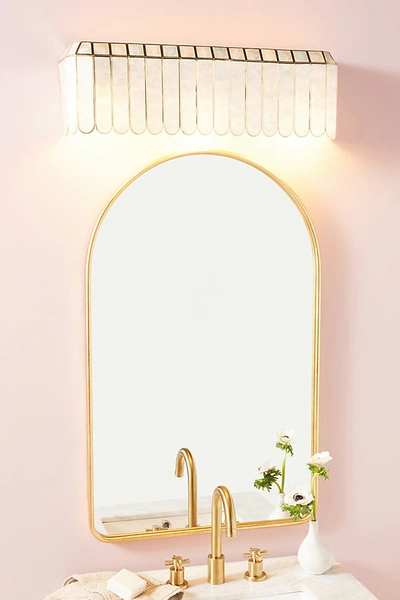 Shop Anthropologie Madelyn Capiz Faceted Vanity Sconce In White