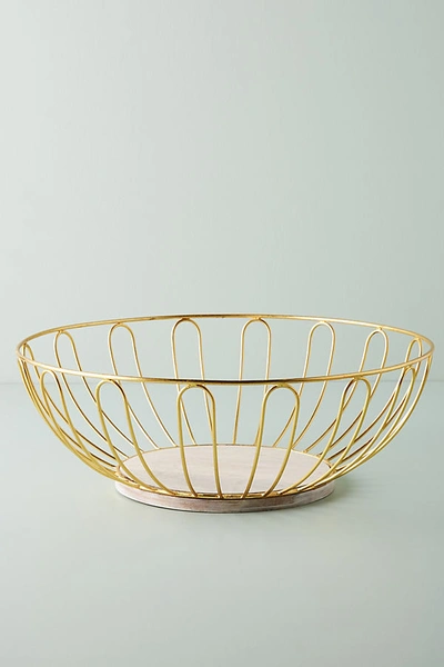 Shop Anthropologie Gold Wire Large Fruit Basket By  In Gold Size Xl