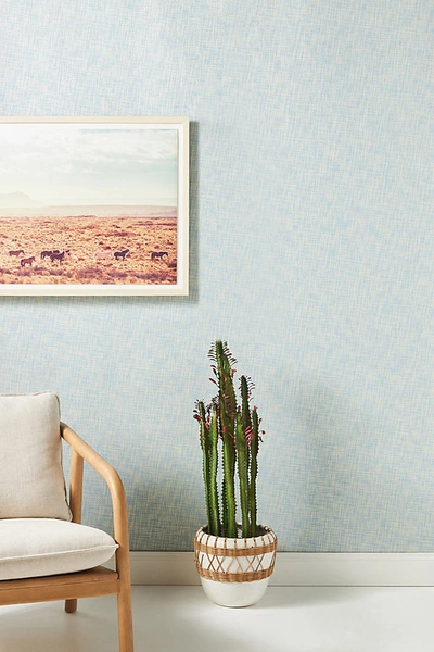 Shop Anthropologie Arlyn Grasscloth Wallpaper In Blue