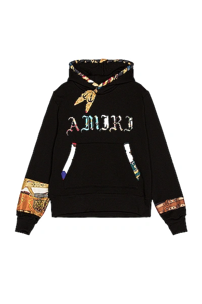 Shop Amiri Patch Scarves Old English Hoodie In Black