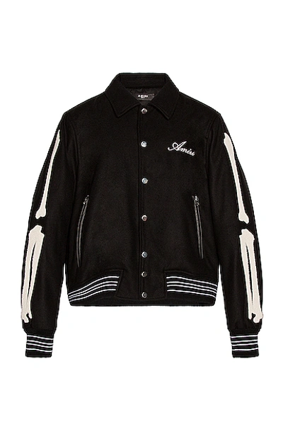 Shop Amiri Chenille Bones Teddy Jacket In Black