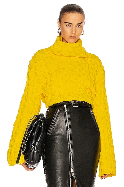 Shop Balenciaga Long Sleeve High Neck Sweater In Yellow