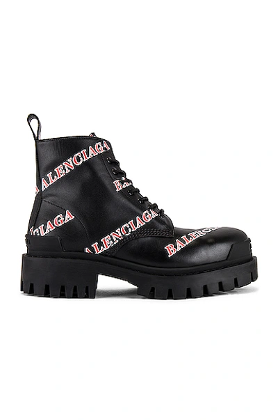 Balenciaga Black & Red Strike Boots for Men