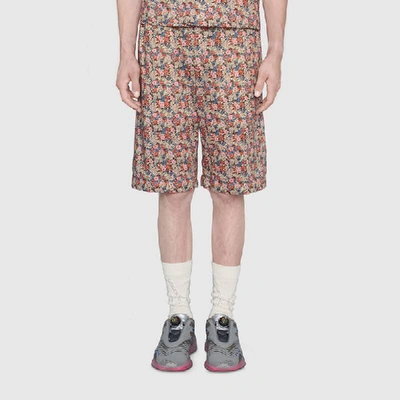 Shop Gucci Liberty Floral Cotton Shorts In Pink