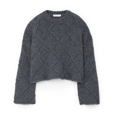 Shop Jw Anderson Cropped Crewneck Sweater In Slate