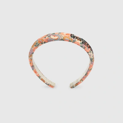 Shop Gucci Liberty Floral Cotton Hair Band In 浅粉色和浅蓝色
