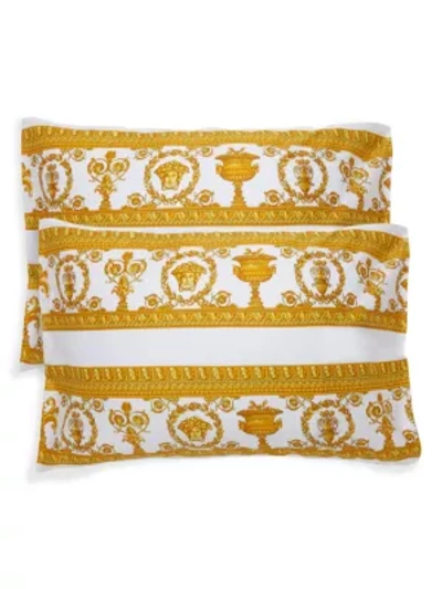 Shop Versace Barocco 2-piece Pillowcase Set In White Gold
