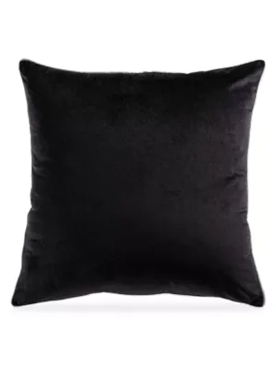 Shop Callisto Home Noah Metallic Piped Velvet Pillow In Black Silver