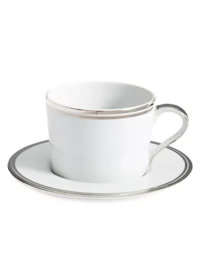 Shop Ralph Lauren Wilshire Tea Cup & Saucer In Silver