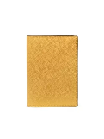 Shop Smythson Panama Leather Passport Cover In Turmeric