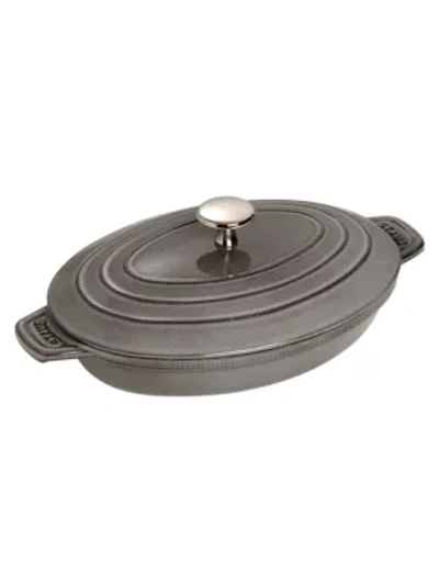 Shop Staub Oval Covered Baking Dish/9" X 6.6" In Graphite Grey