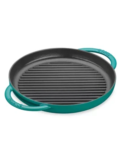Shop Staub Round Double Handle Pure Grill In Turquoise