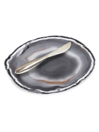 Shop Anna New York Agate Plate & Spreader In Grey