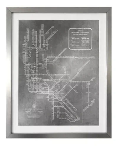 Shop Oliver Gal Framed New York Subway Map 1958 Print In Silver