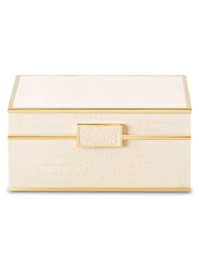 Shop Aerin Classic Croc-embossed Jewelry Box In Bisque