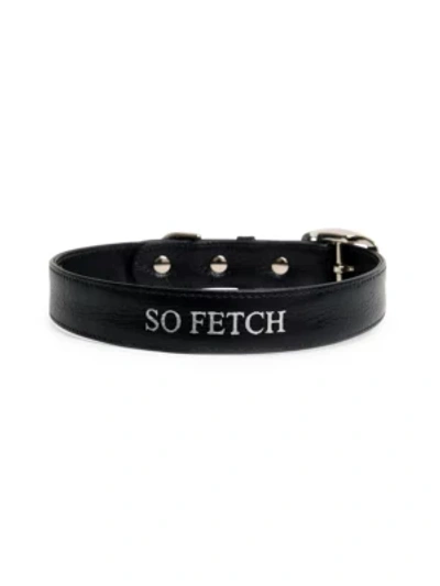 Shop Finn And Me Leather So Fetch Dog Collar In Midnight Black