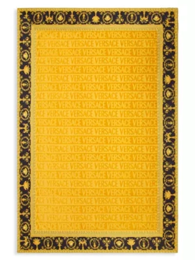 Shop Versace Barocco Beach Towel In Yellow