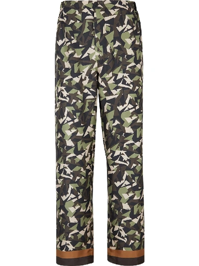 Shop Fendi Camouflage Pyjama Trousers In Green