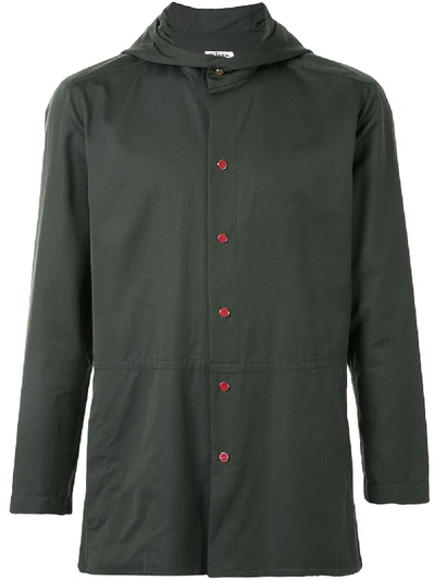 Shop Kiton Long-sleeve Hooded Shirt In Green