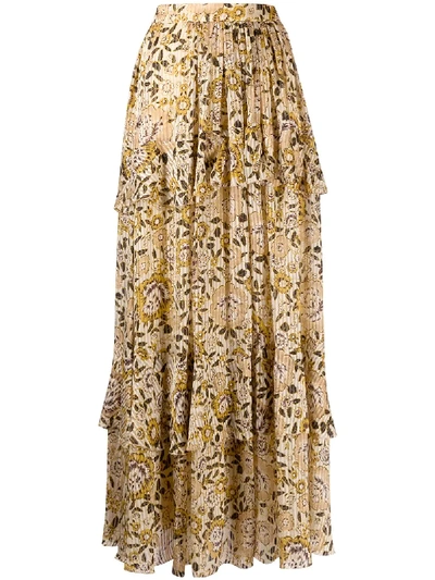 Shop Etro Floral Print Skirt In Neutrals