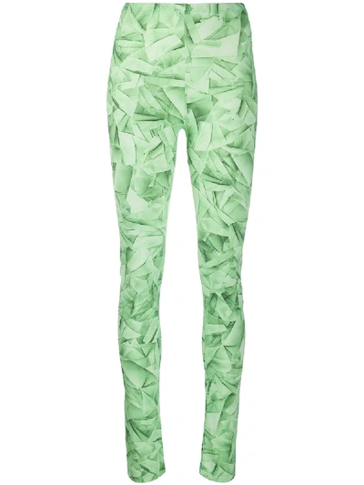 Shop Mm6 Maison Margiela Graphic Print Fitted Leggings In Green