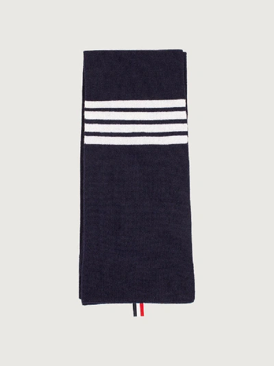 Shop Thom Browne Full Need Rib Scarf 4 Bar Stripe In Blue