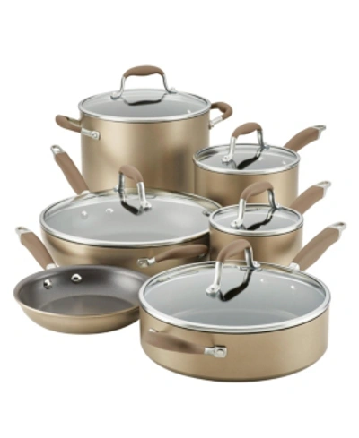 Shop Anolon Advanced Home Hard-anodized Nonstick Cookware Set, 11 Piece In Bronze