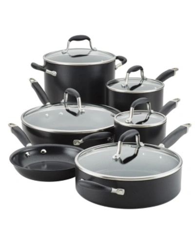 Shop Anolon Advanced Home Hard-anodized Nonstick Cookware Set, 11 Piece In Onyx