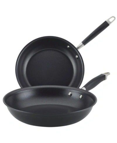 Shop Anolon Advanced Home Hard-anodized Nonstick Skillet Set, 2 Piece In Onyx