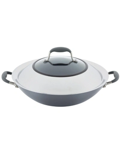 Anolon Advanced Home 14in Hard-anodized Nonstick Wok With Side Handles & Lid In Moonstone