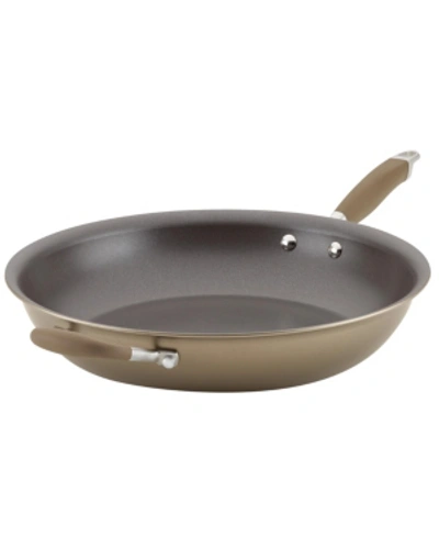 Shop Anolon Advanced Home Hard-anodized Nonstick 14.5" Skillet With Helper Handle In Bronze