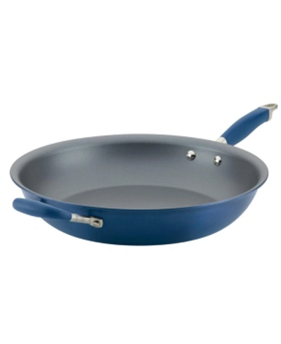 Shop Anolon Advanced Home Hard-anodized Nonstick 14.5" Skillet With Helper Handle In Indigo