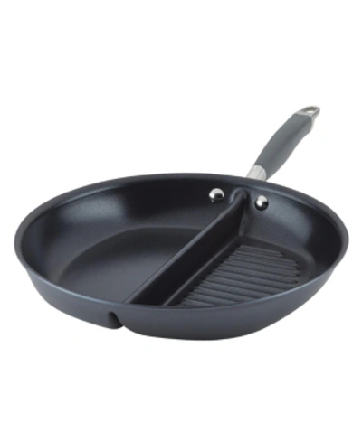 Shop Anolon Advanced Home Hard-anodized 12.5" Nonstick Divided Grill And Griddle Skillet In Moonstone