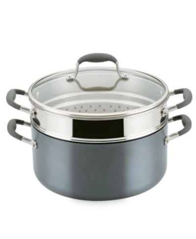 Shop Anolon Advanced Home Hard-anodized Nonstick 8.5 Qt. Wide Stockpot With Multi-function Insert In Moonstone
