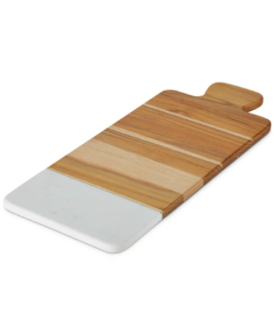 Shop Anolon Teak & Marble Cutting Board In Wood