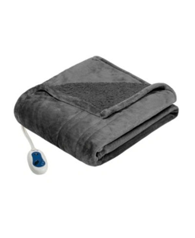 Shop Beautyrest Microlight Electric Reversible Plush To Berber Throw, 60" X 70" In Grey
