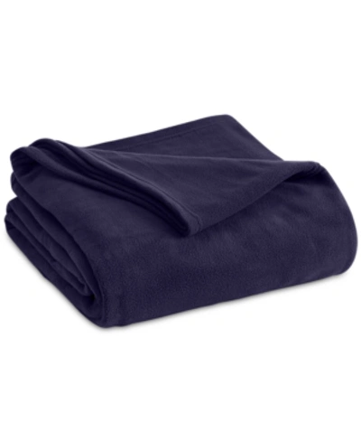 Shop Vellux Brushed Microfleece Twin Blanket In Navy