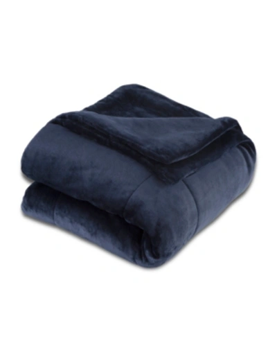 Shop Vellux Luxury Plush Twin Blanket In Midnight Blue
